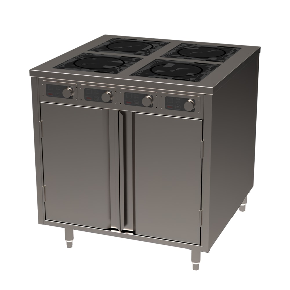 Spring USA BOH-2600D 36" Cooking Cart w/ (4) Induction Stove, Silver