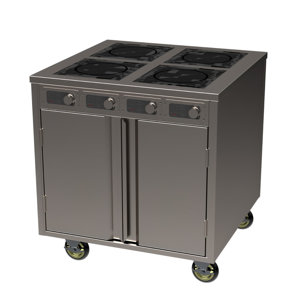 Spring USA BOH-2600DC 36" Mobile Cooking Cart w/ (4) Induction Burners, Silver