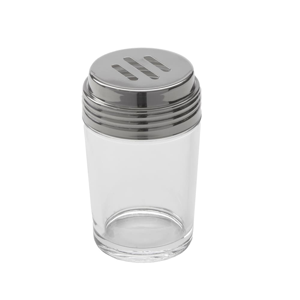 166-4406 6 oz Cheese Shaker w/ Stainless Steel Lid - Glass, Clear