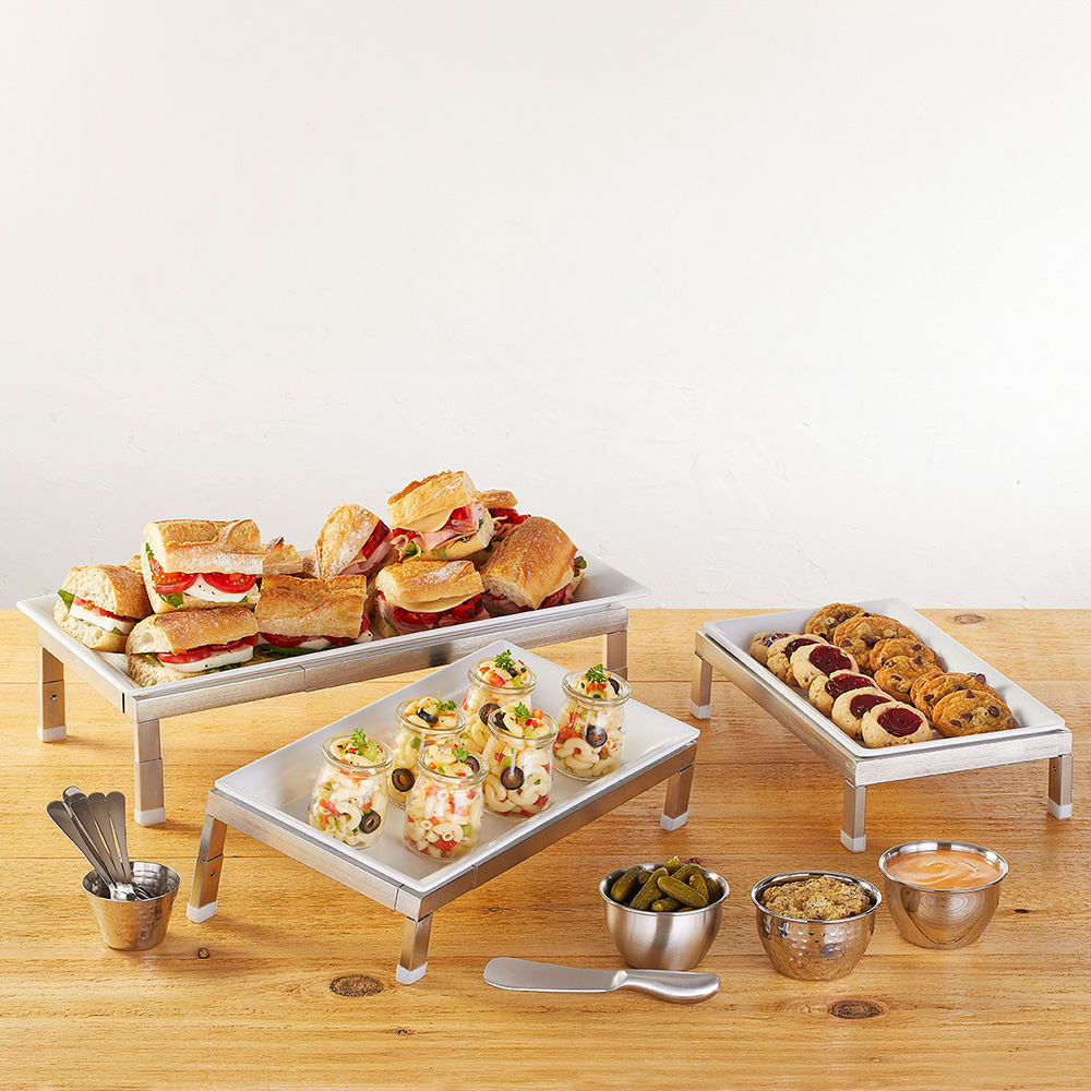 166-AS20 Adjustable Rectangular Display Stand - 12 1/8"L x 7 1/4"W x 3"H, Stainles...