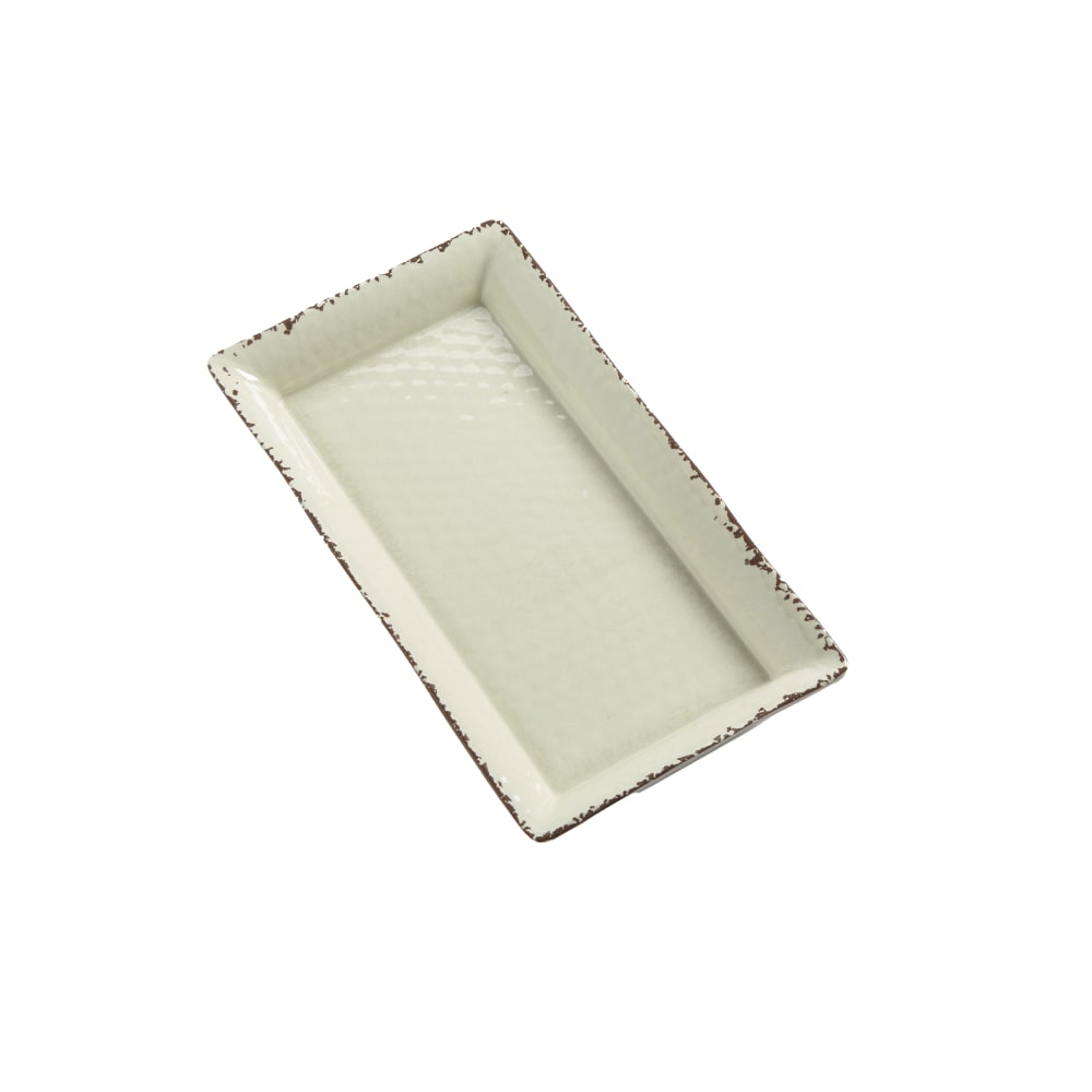 166-AWMEL19 14" x 7 1/2" Rectangular Platter - Melamine, Antique White