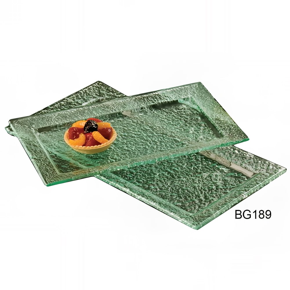 166-BG189 18" x 9" Rectangular Platter - Bubble Glass, Green