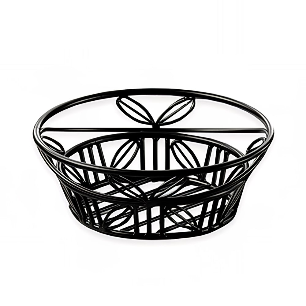 American Metalcraft BLLB81 8" Bread Basket w/ Leaf Design, Wrought Iron/Black