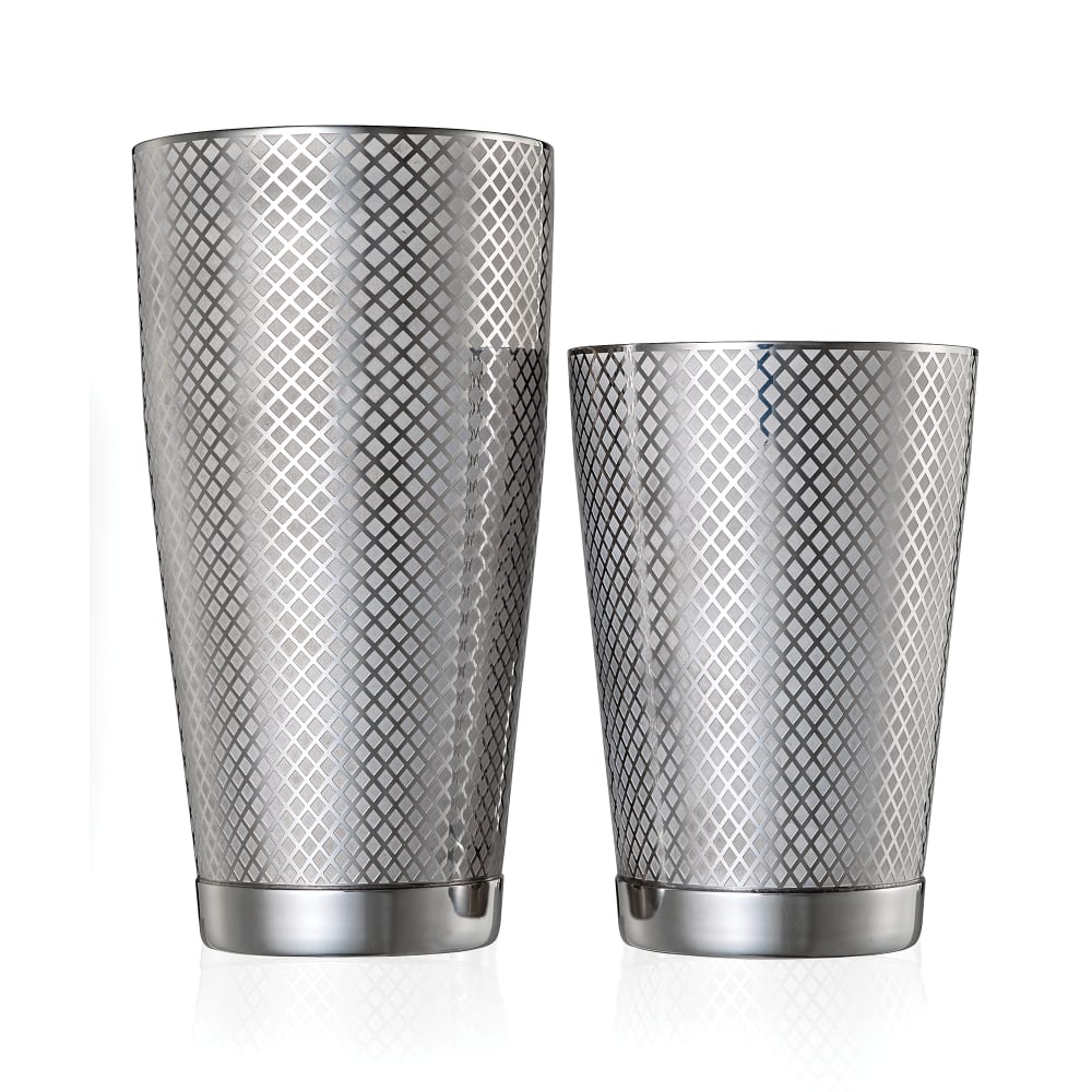 132-M37200 28 oz & 18 oz Diamond Lattice Stainless Bar Cocktail Shaker Set