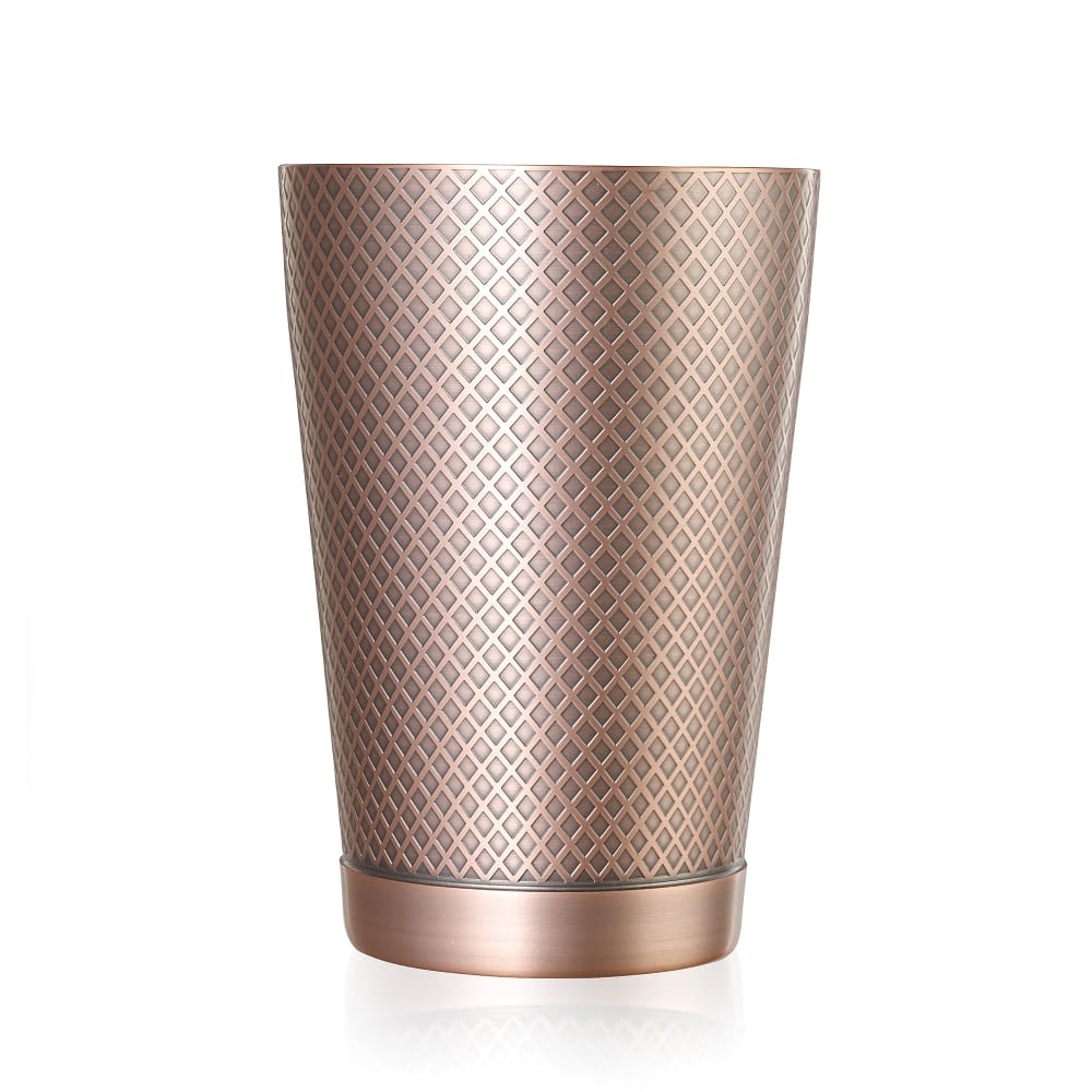 132-M37198ACP 18 oz Diamond Lattice Stainless Bar Cocktail Shaker, Antique Copper