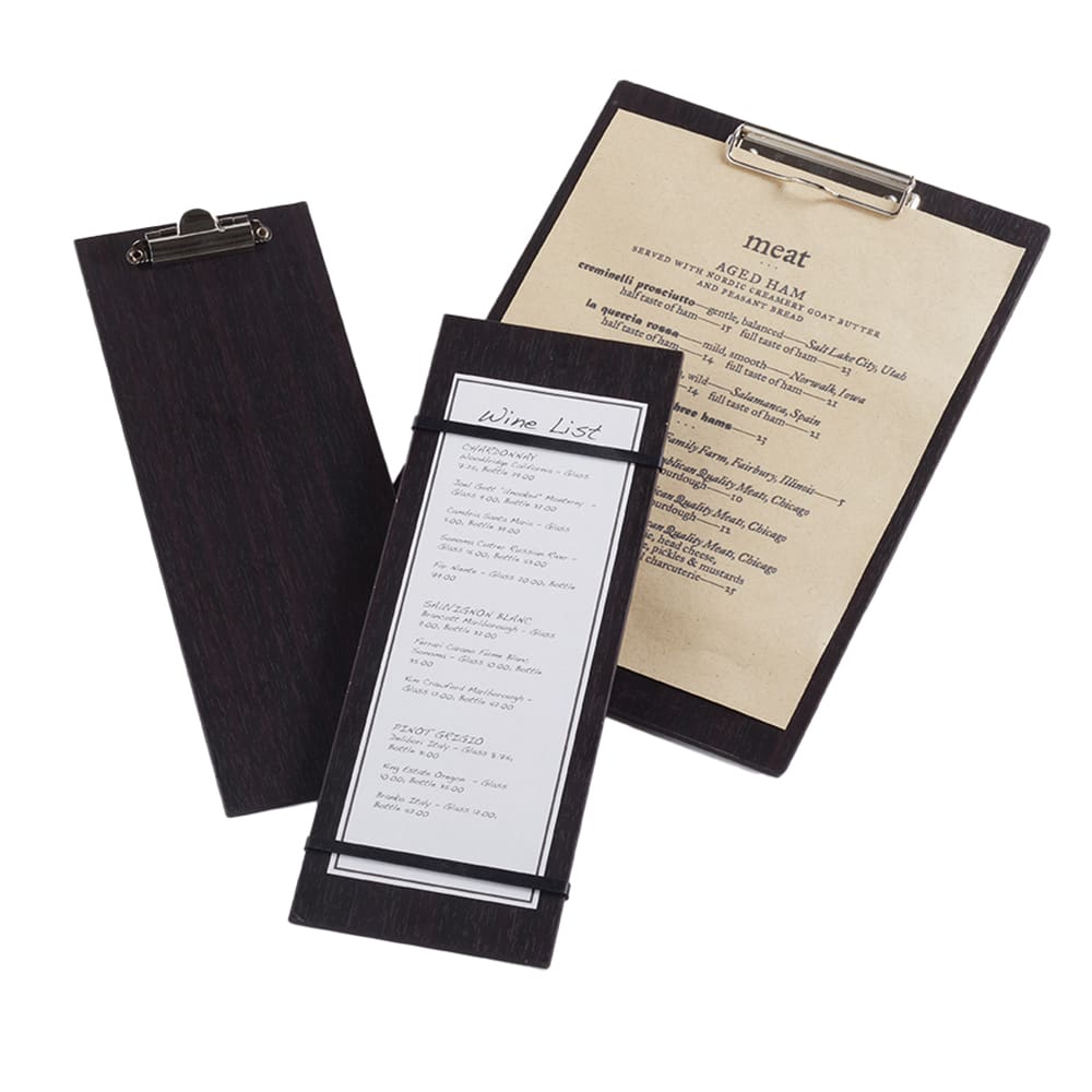 166-CB12 Clipboard Menu Holder - 9x12 1/2" Espresso