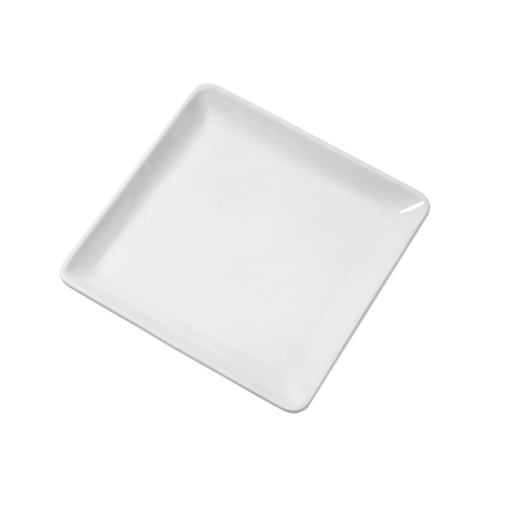 166-CER15 14" Square Plater, Ceramic/White