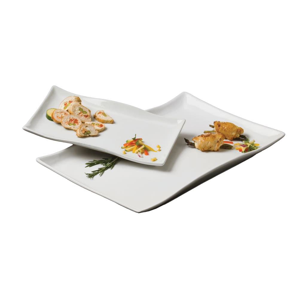 166-CER25 Rectangular Wavy Platter, 21 3/4 x 14 1/8", Ceramic/White