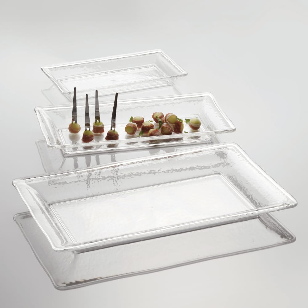 166-CRGT21 21" x 13" Rectangular Rain Tray - Styrene, Clear