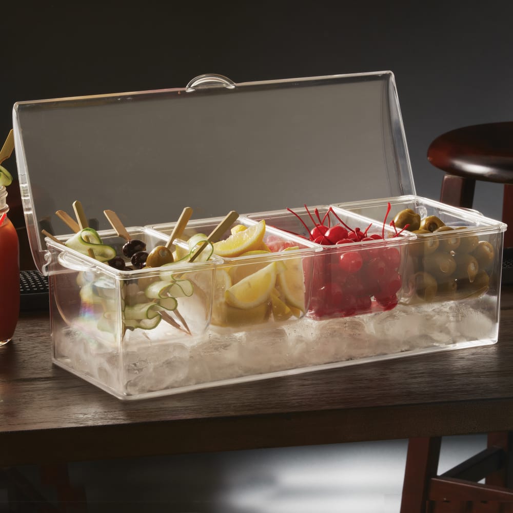 166-FCS16 Rectangular 4 Compartment Condiment Server - Clear