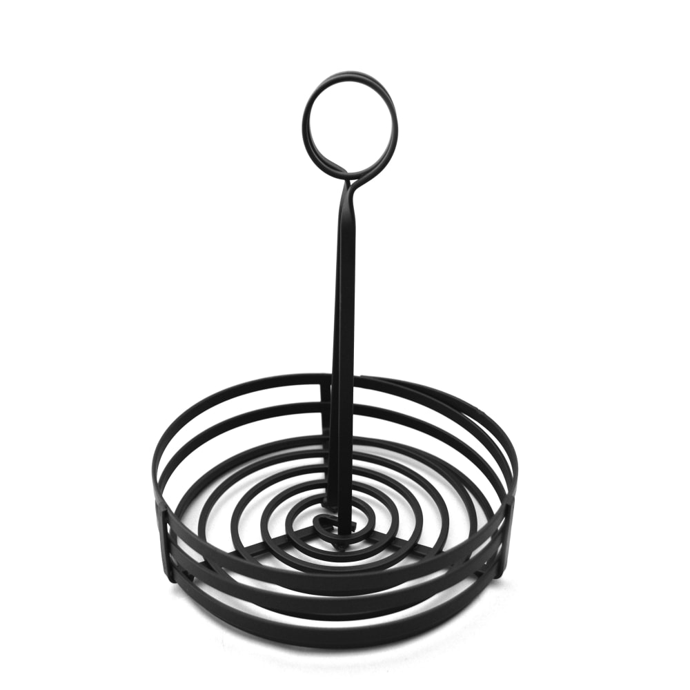 166-FWC89 7 7/8" Flat Condiment Basket w/ Slotted Handle, Black