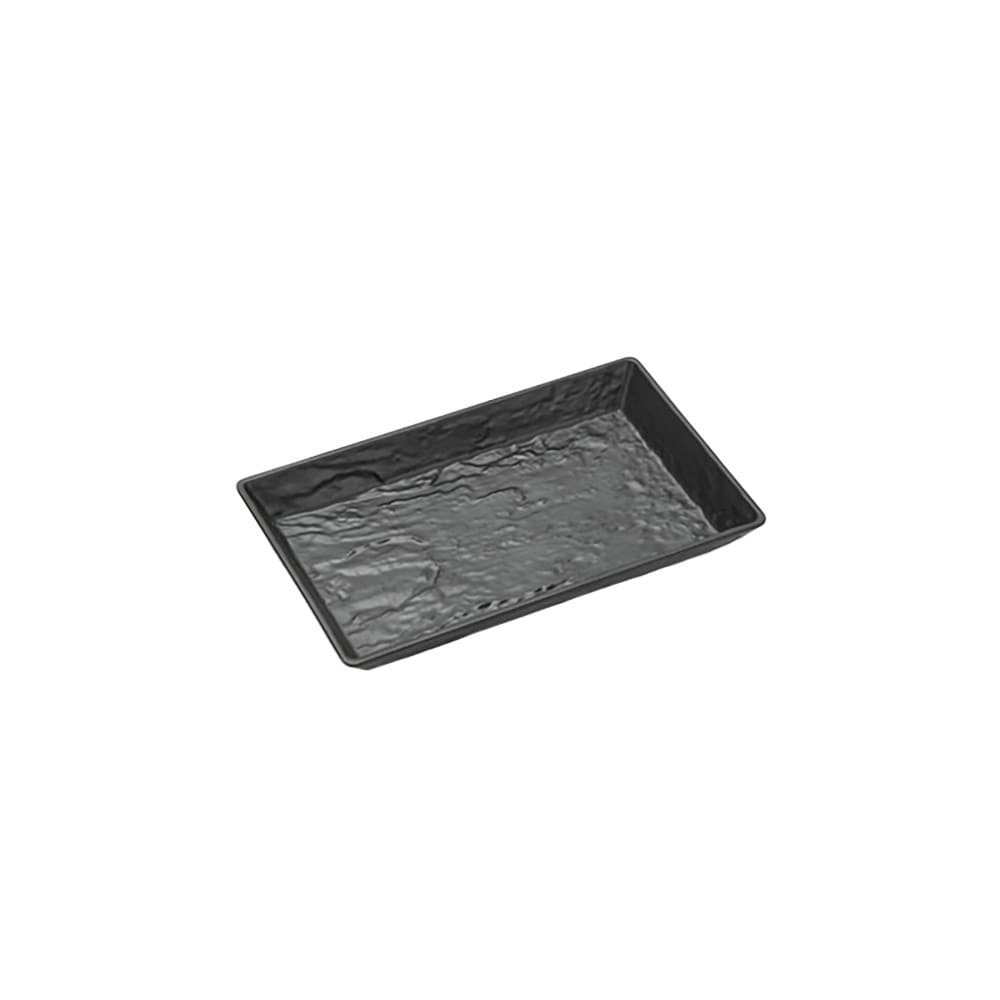 166-FSMEL12 12" x 7"  Rectangular Faux Slate Tray - Melamine, Black