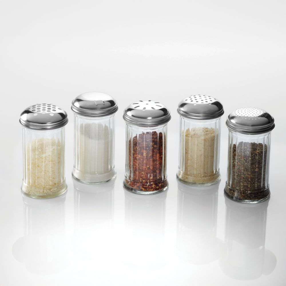 166-GLA317 Spice Shaker w/ 12 oz Capacity, Glass/Stainless