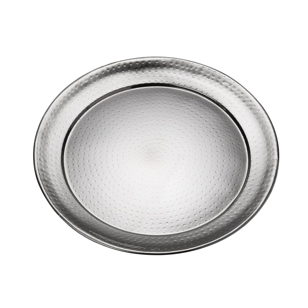 166-HMRST1801 18" Round Serving Tray, Hammered, Stainless