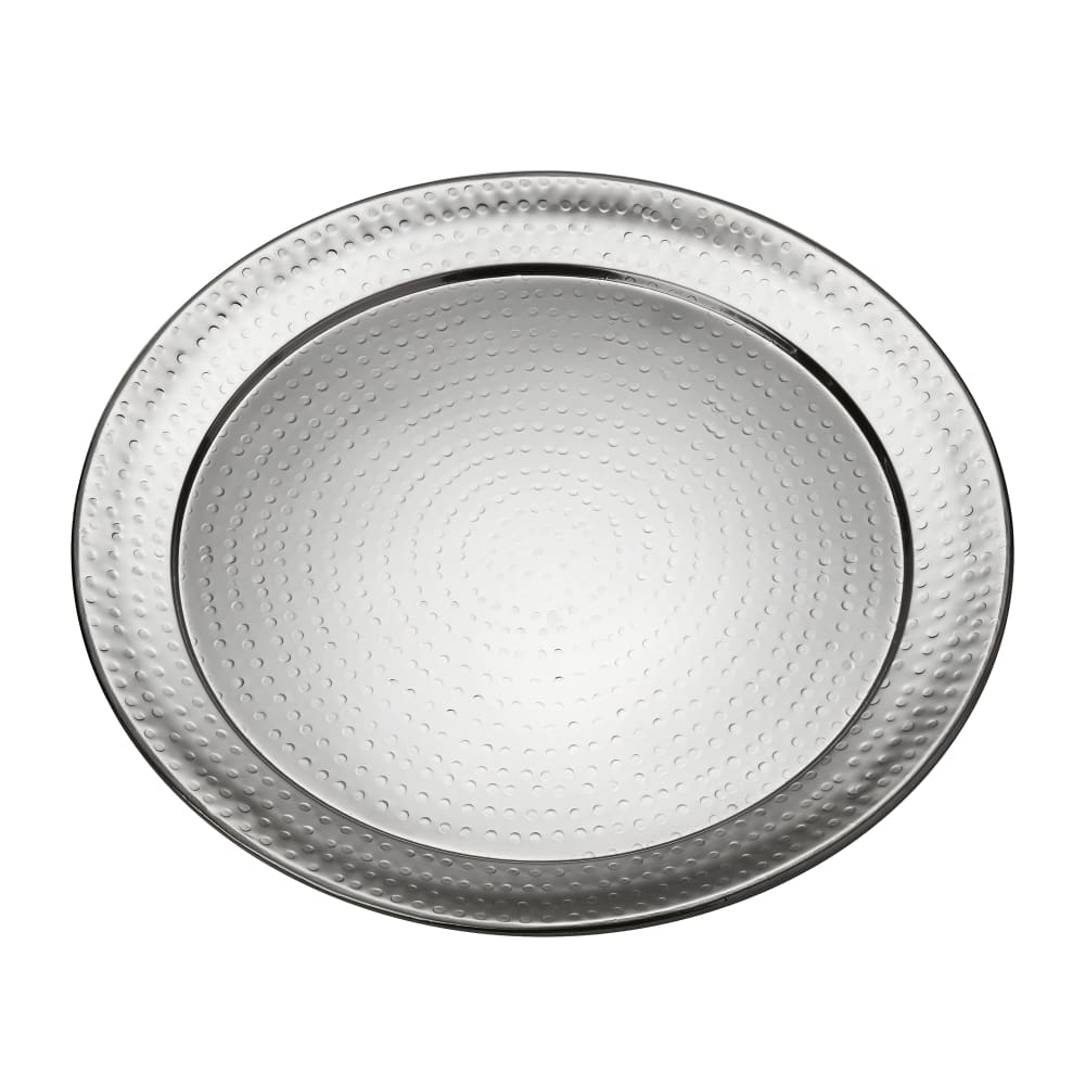 166-HMRST2001 20" Round Serving Tray, Hammered, Stainless