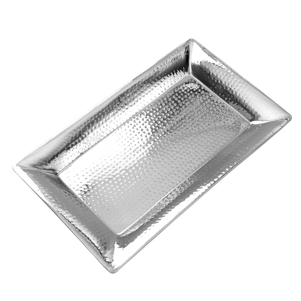 166-HMRT1322 Rectangular Tray, 22x13", Hammered, Stainless