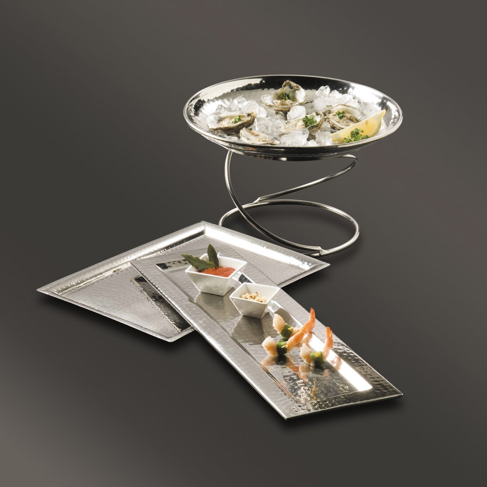 166-HMRT247 Rectangular Serving Tray, 23 3/4 x 7 1/2", Hammered, Stainless