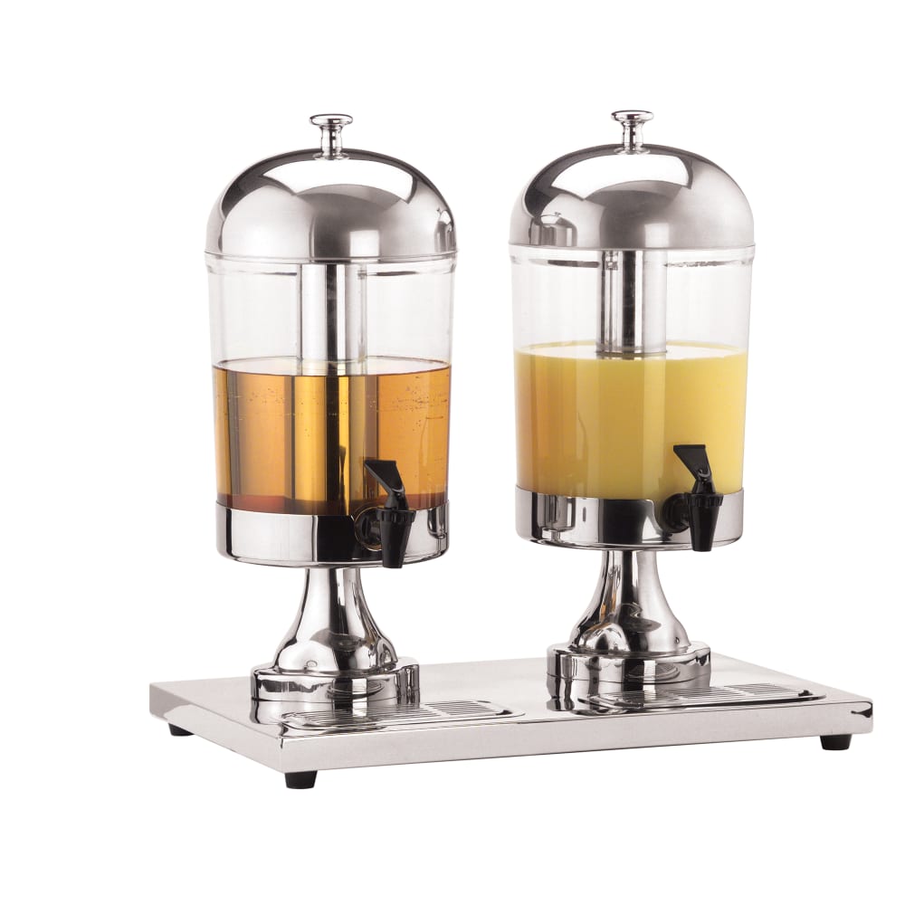 166-JUICE2 4 1/4 gal Beverage Dispenser w/ Ice Tube - Plastic Container, Stainless Base