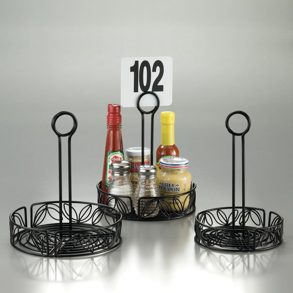 166-LDCC16 Round Condiment Caddy - Wrought Iron, Black