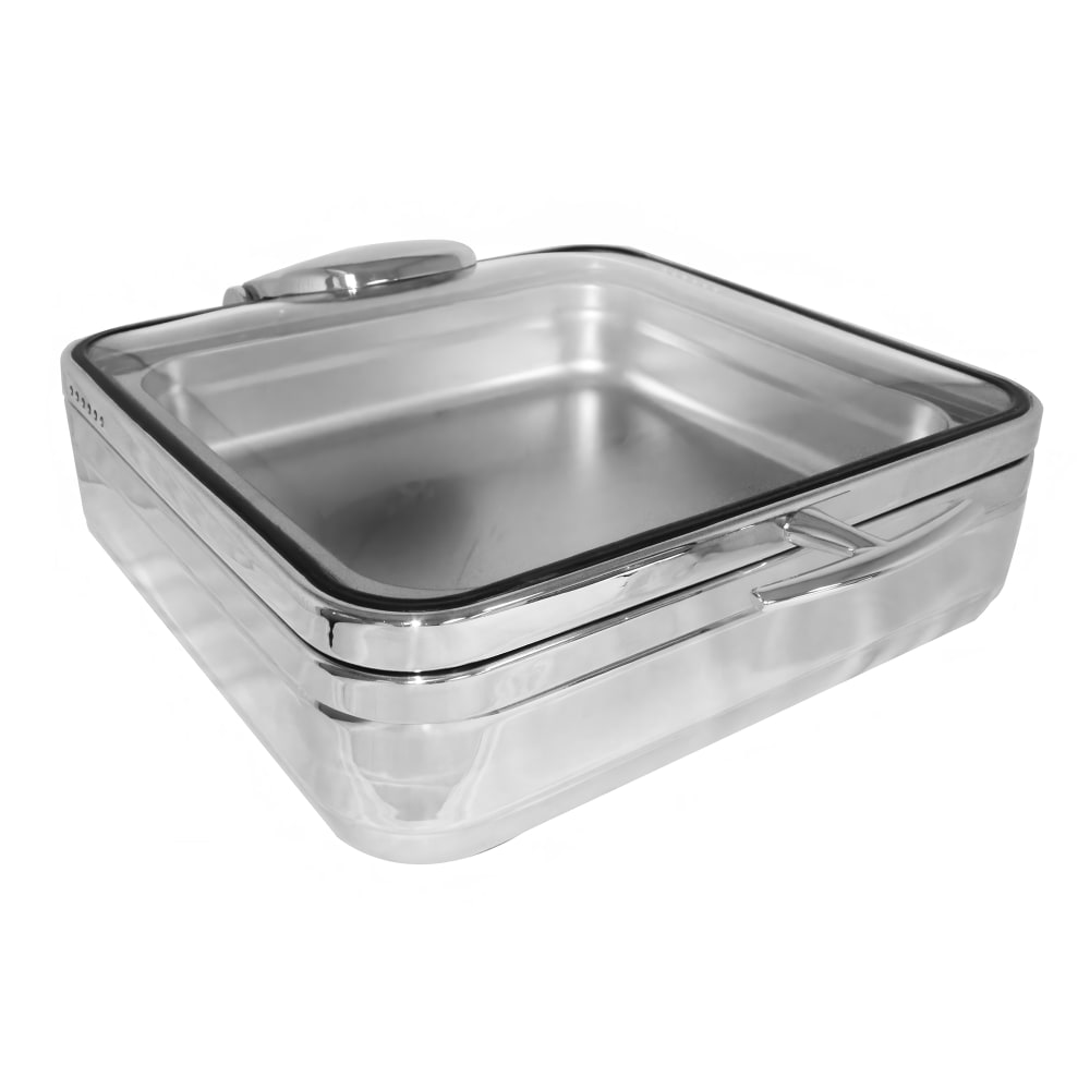 Spring USA 2574-6/23 6 qt Square Induction Chafer - Lift Off Glass Lid, Stainless Steel