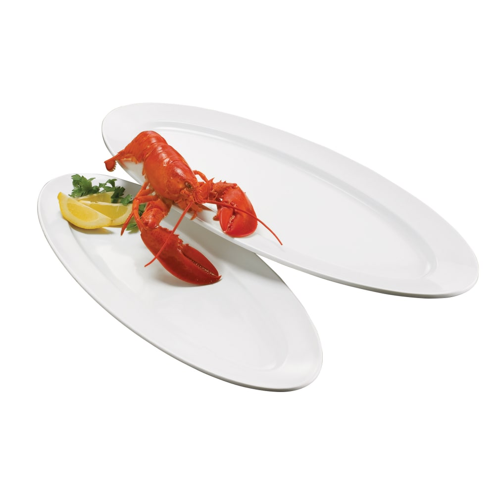 166-MEL49 24" x 9" Oval Endurance Platter - Melamine, White