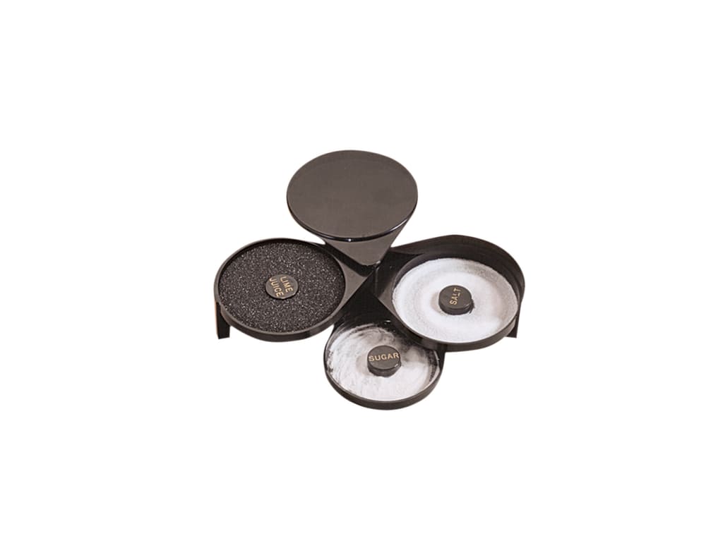 166-MGR3 3 Compartment Margarita Rimmer w/ Salt & Sugar Compartment, Plastic/Black