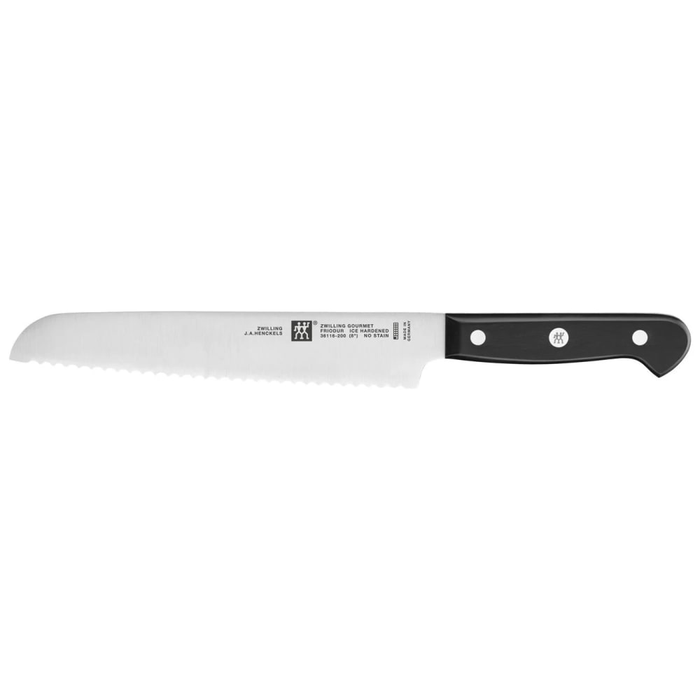 901-36116203 8" Bread Knife w/ Black Plastic Handle, High Carbon Stainless Steel