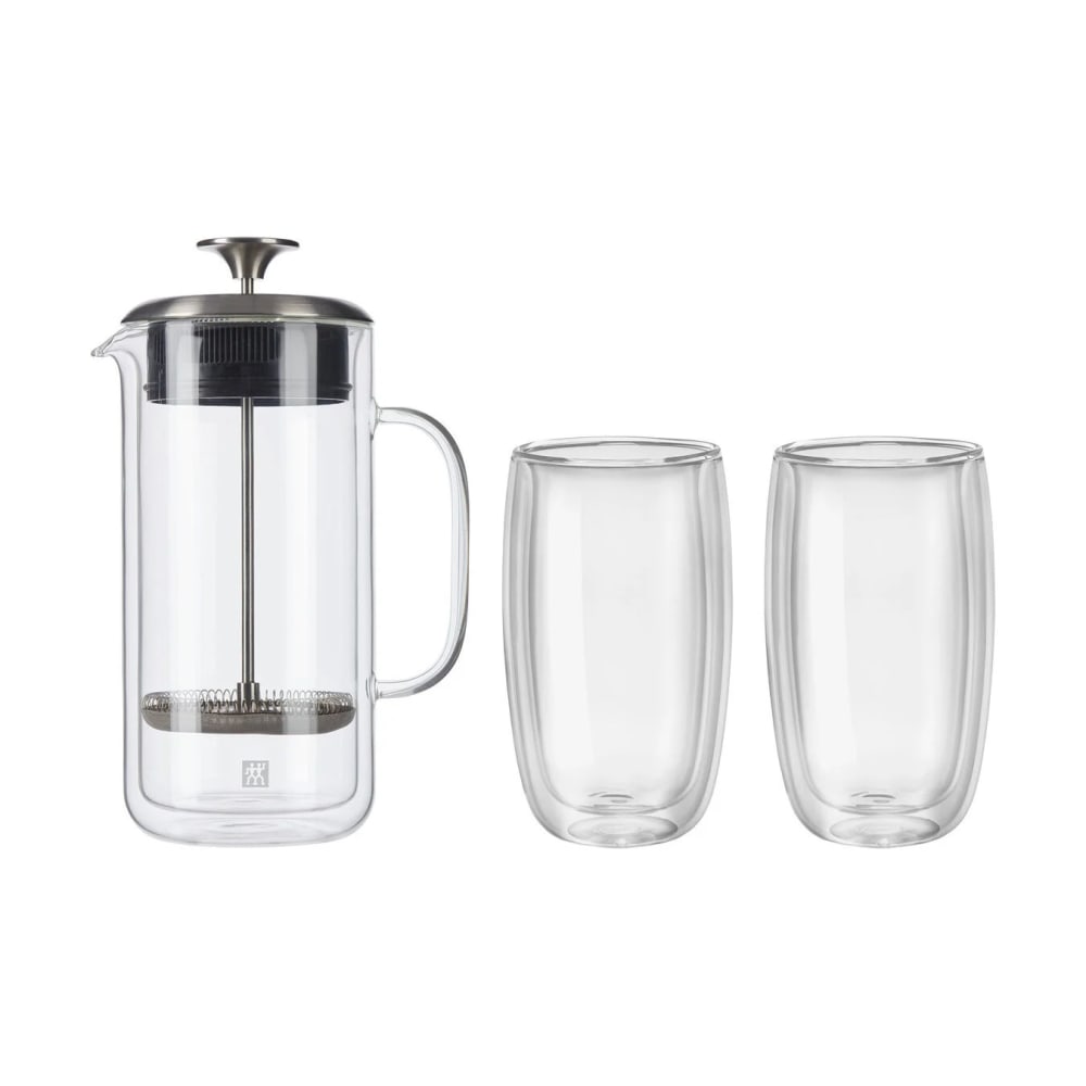901-39500130 Sorrento French Press w/ (2) Latte Glasses