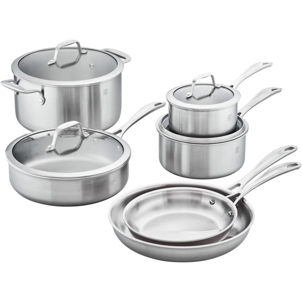 901-64090001 10 Piece Cookware Set w/ Glass Lids, 3 Ply Stainless w/ Aluminum Core