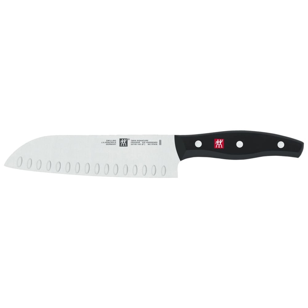 901-30749183 7" Santoku Knife w/ Black Plastic Handle, High Carbon Stainless Steel