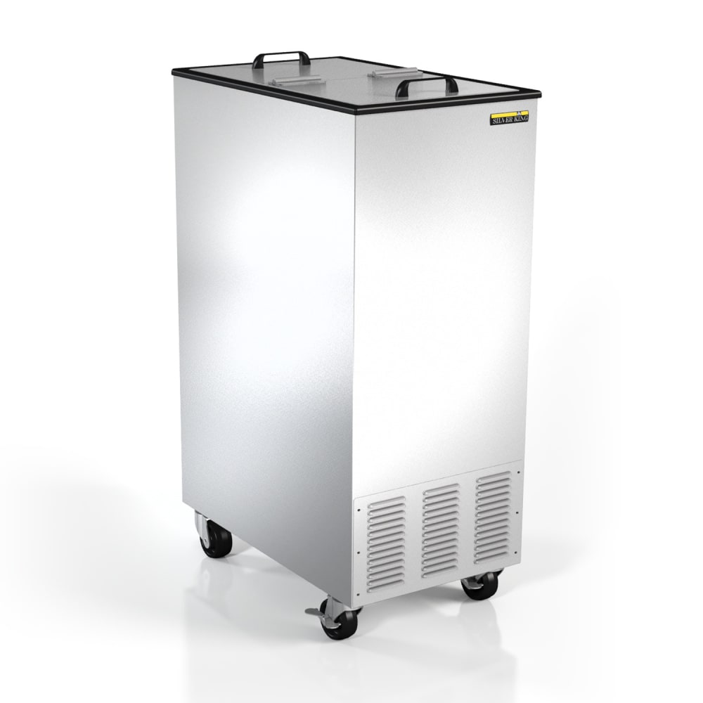 086-SKFI15ELUS1 14" Mobile Ice Cream Dipping Cabinet w/ (2) 3 gal Tub Capacity - Silver, 115...