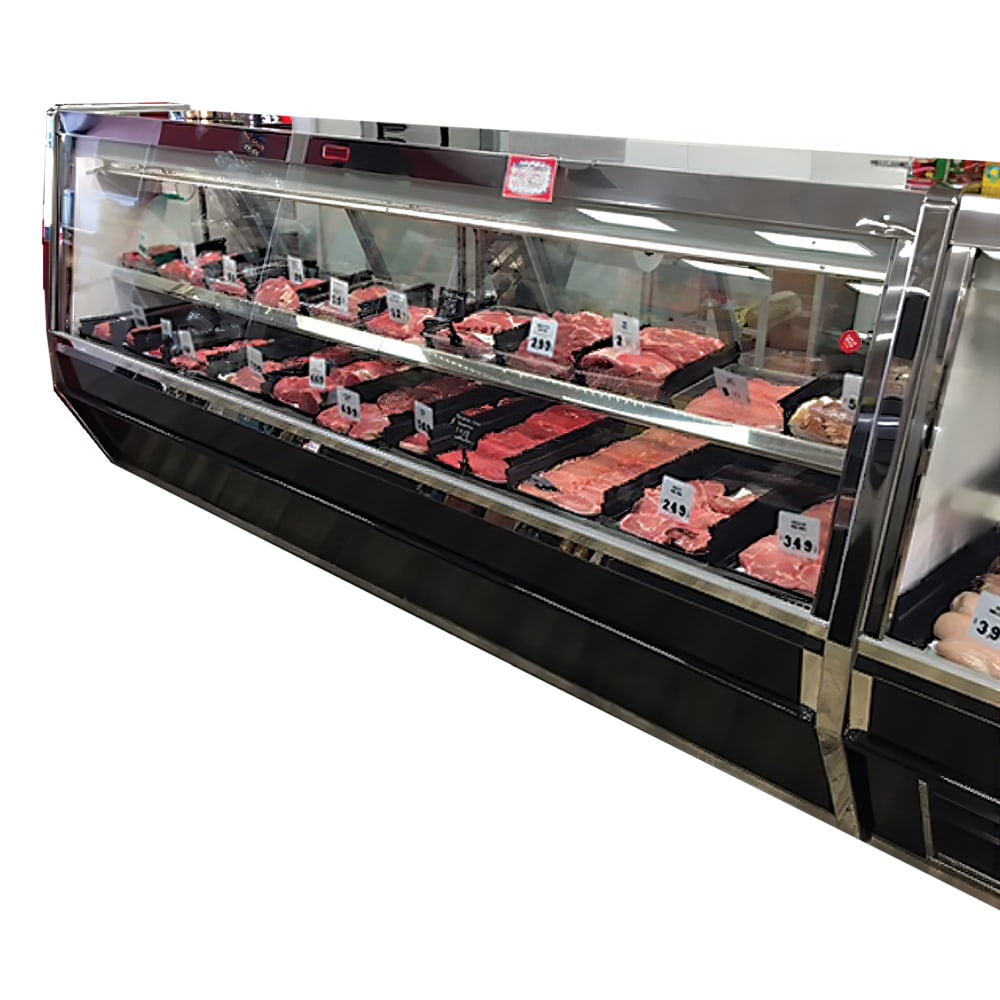 Howard-McCray SC-CMS40E-6-BE-LED 75 1/2" Full Service Red Meat Case w/ Straight Glass - (3) Levels, 115v
