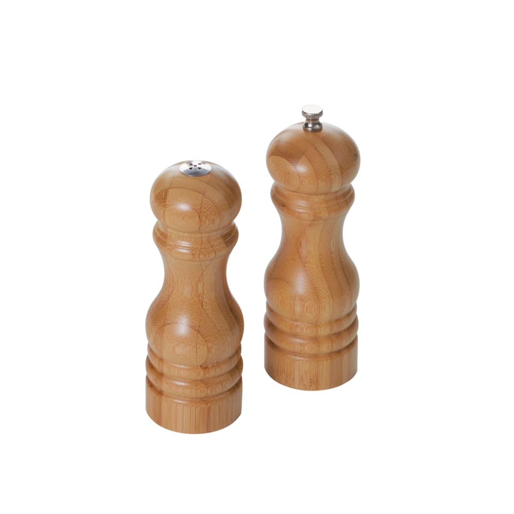 166-PMSBA62 6"H Salt Shaker & Pepper Mill Set - Bamboo, Brown