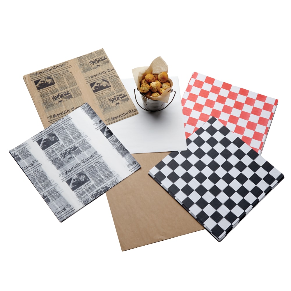 166-PPCH3R 12" Square Checkerboard Fry Paper, Red