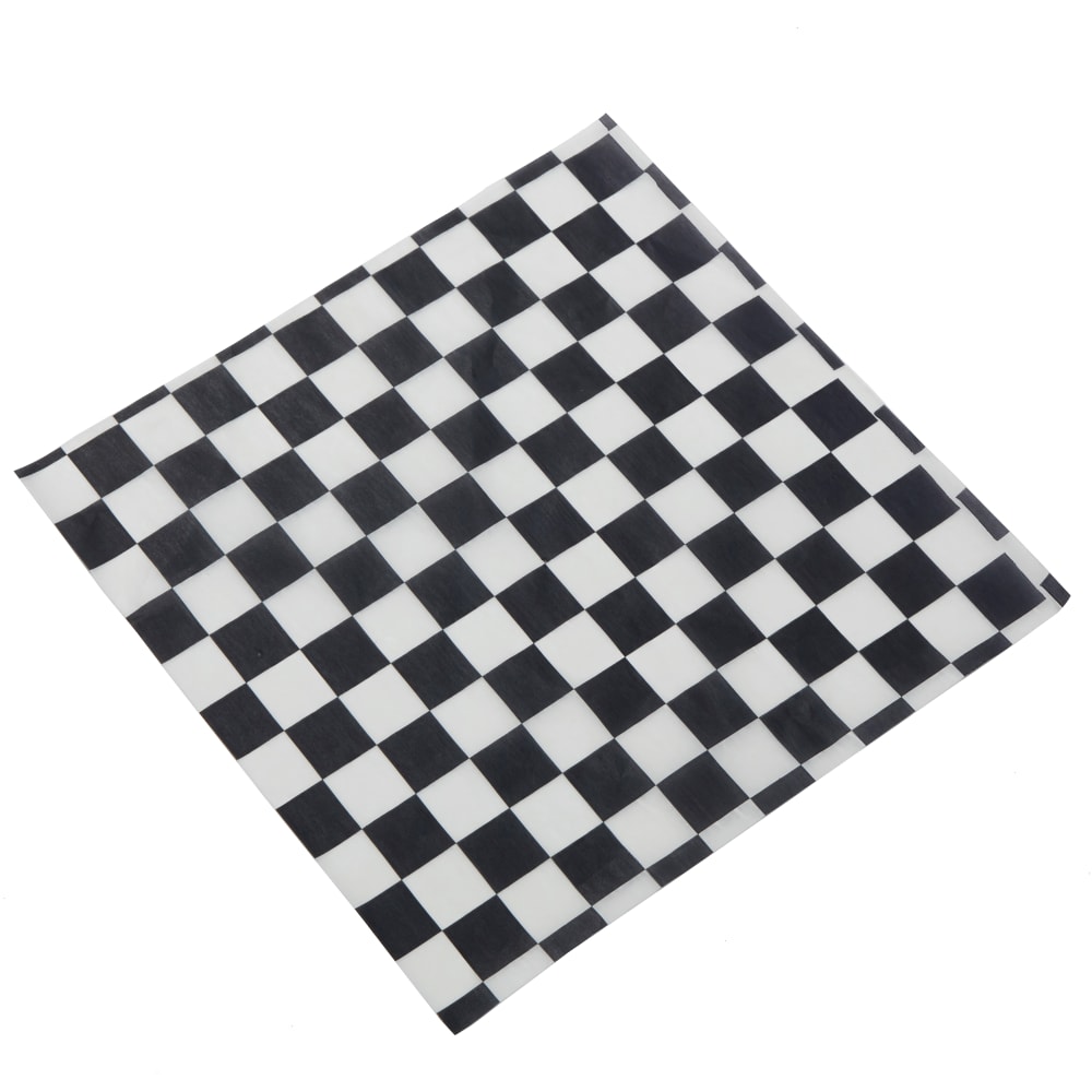 166-PPCH1B 12" Square Checkerboard Fry Paper, Black
