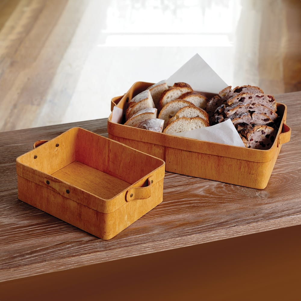 166-PWRB12 12 2/5" Rectangular Basket w/ Handles, Poplar Wood