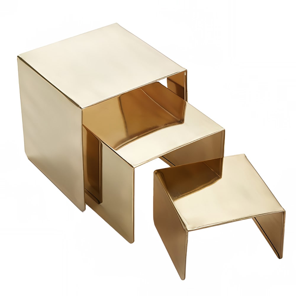 166-RSG3 3 Piece Square Riser Set - Stainless Steel, Satin Gold