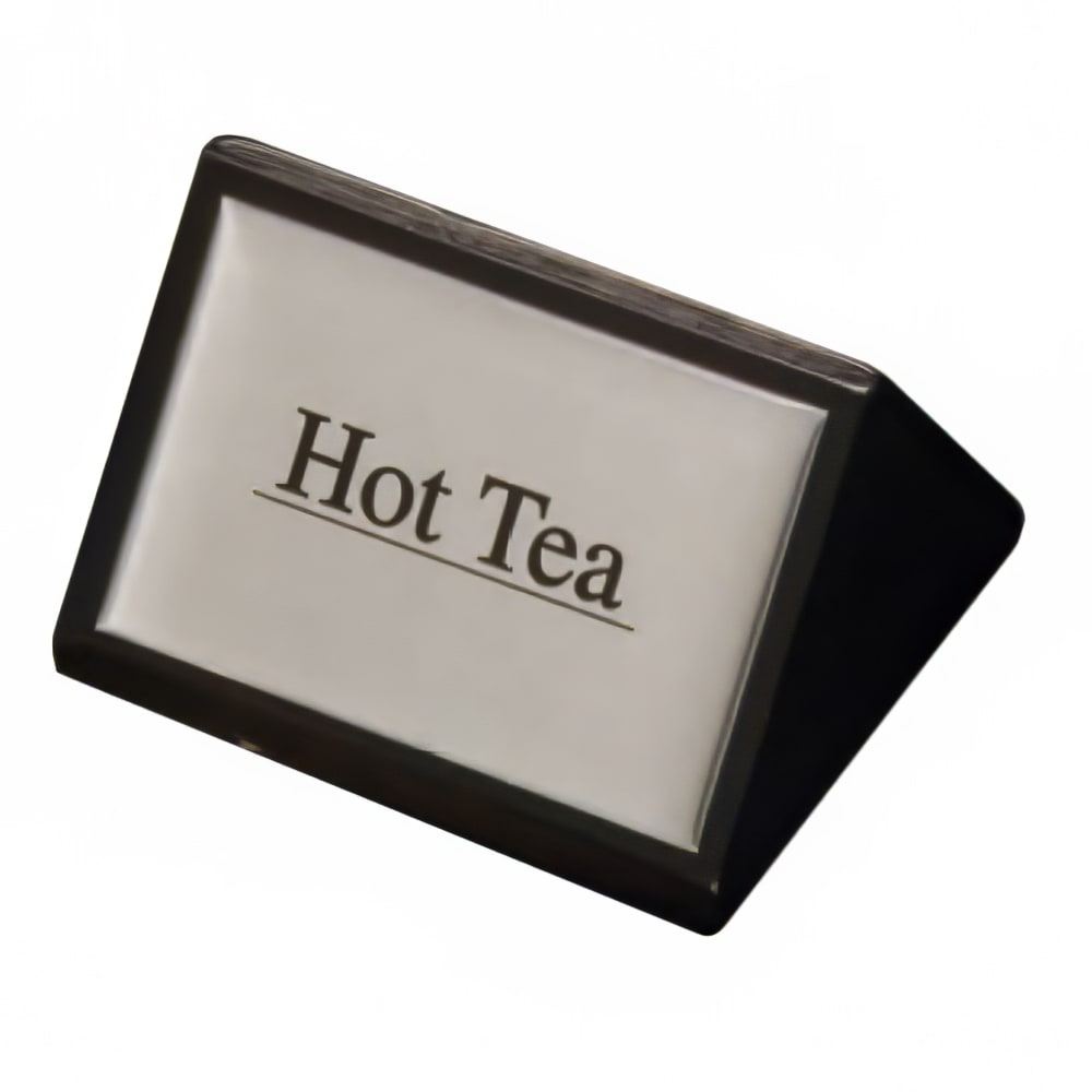 166-SIGNHT1 Hot Tea Table Tent Sign - 1 3/4" x 3", Silver/Black Wood