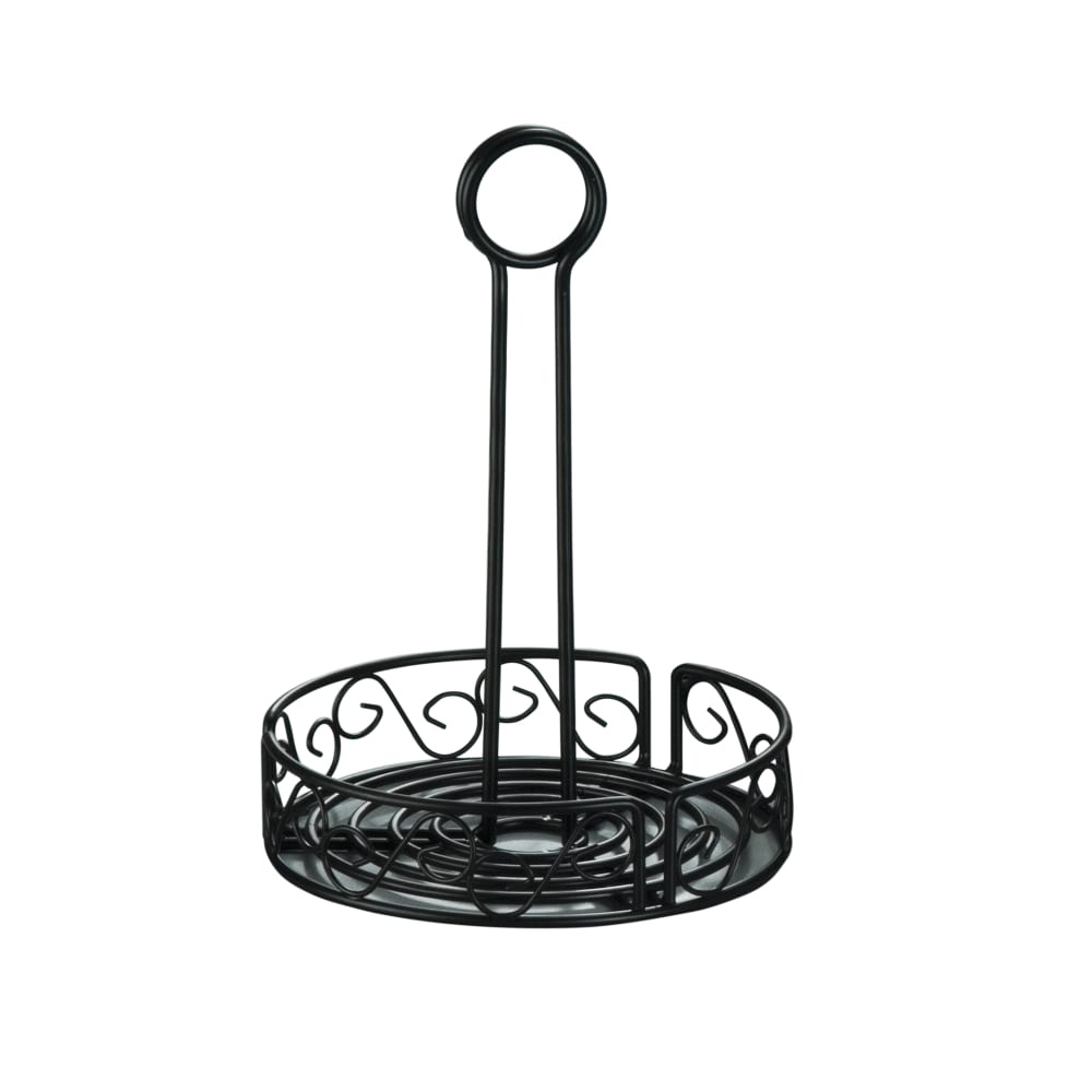 166-WBCC6 Round Condiment Caddy - Wrought Iron, Black