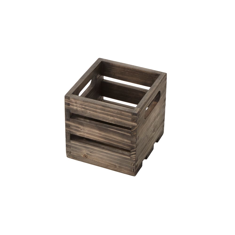 American Metalcraft WTV6 6 1/4" Square Bread Basket Crate, Wood