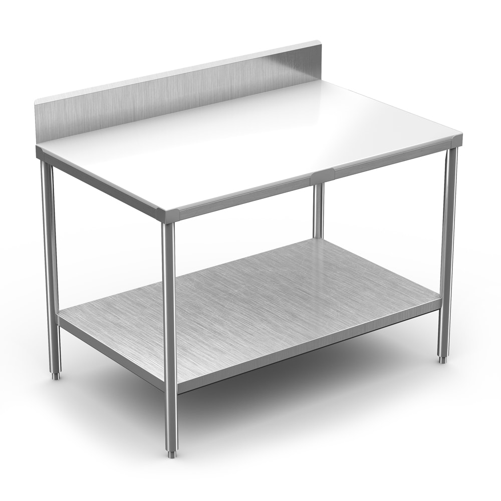 145-DPTSB3696 96" Poly Top Work Table w/ 5" Backsplash & 5/8" Top, Stainless B...