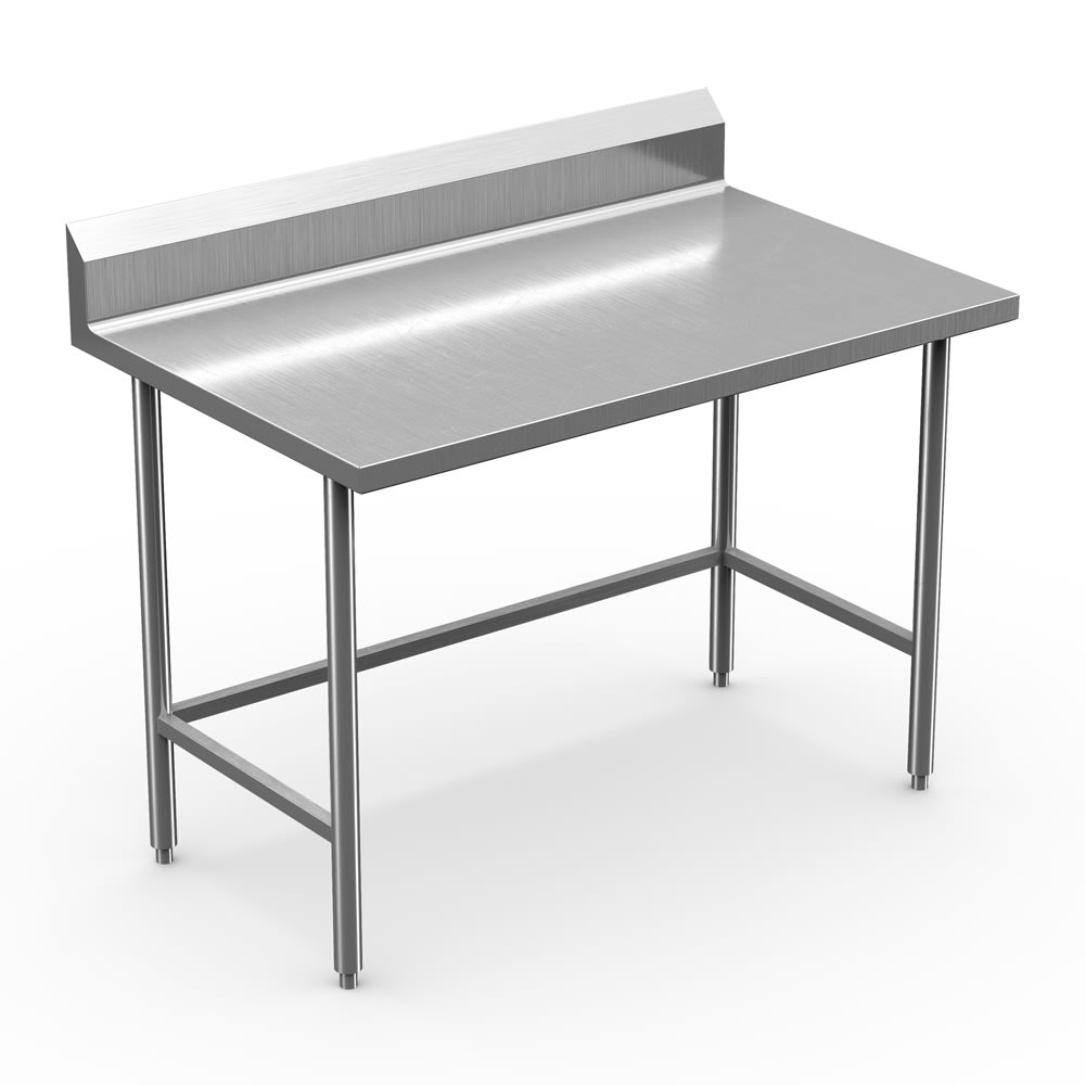 145-DTBB3048 48" 16 ga Work Table w/ Open Base & 300 Series Stainless Steel Flat Top, 6&...