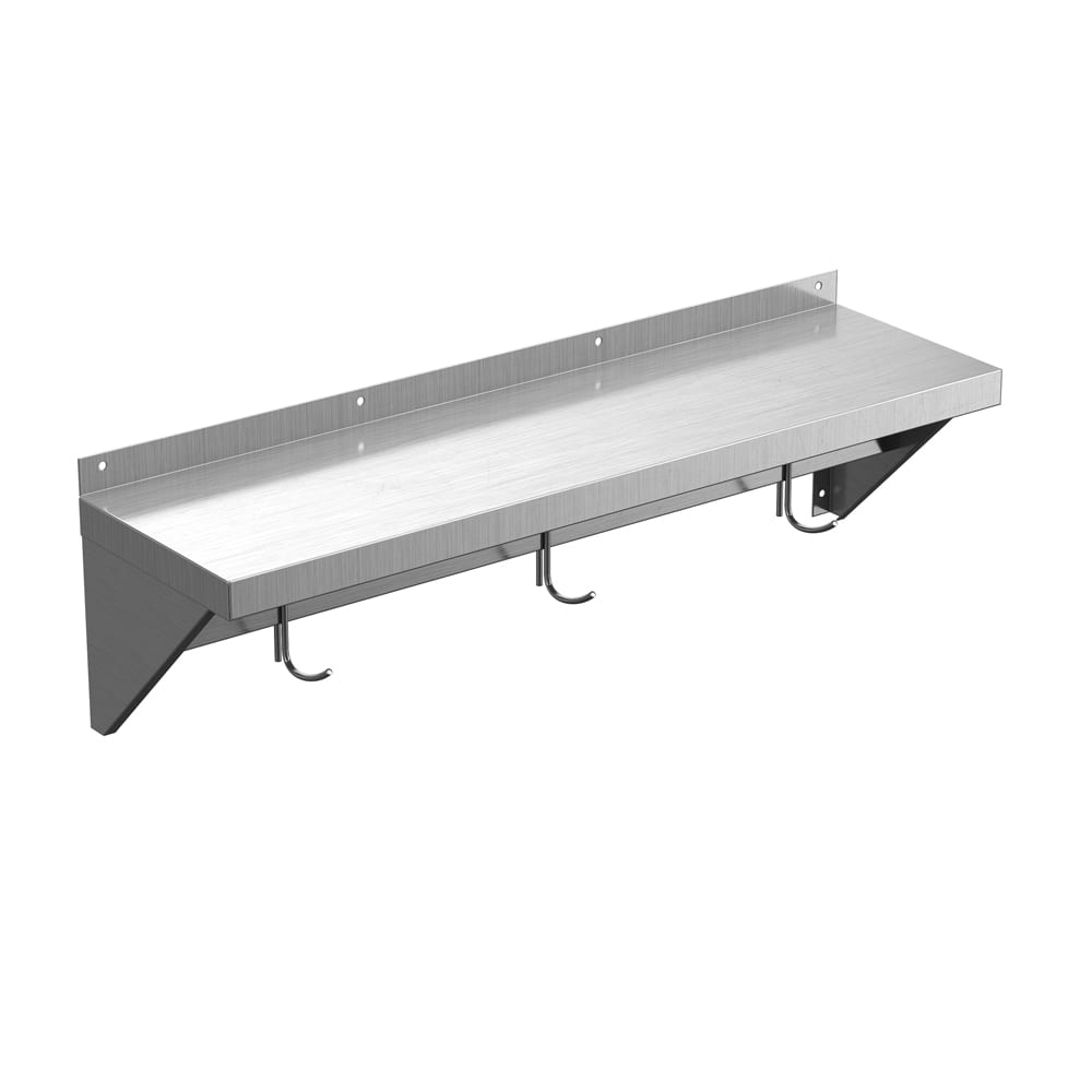 145-SSWMSH123 Fabricated Wall Mounted Shelf, 36"W x 12"D, Stainless Steel