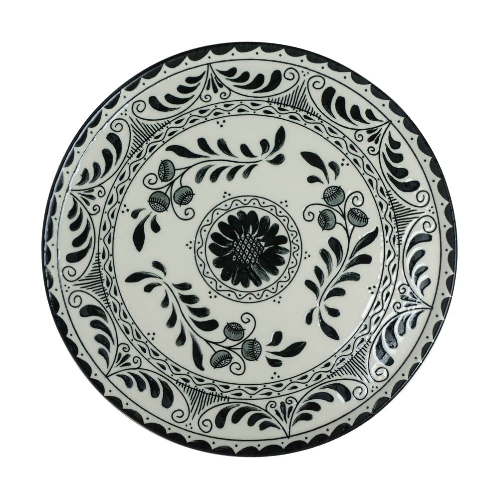 706-A101P802 9" Round Plate - China, Talavera Black