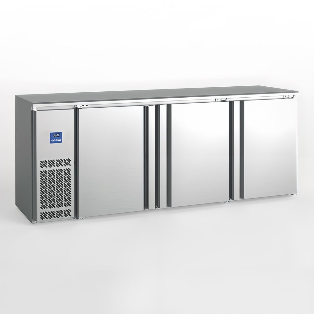 Infrico IMD-ERV84IISD 85 1/4" Bar Refrigerator - 3 Swinging Solid Doors, Stainless, 115v