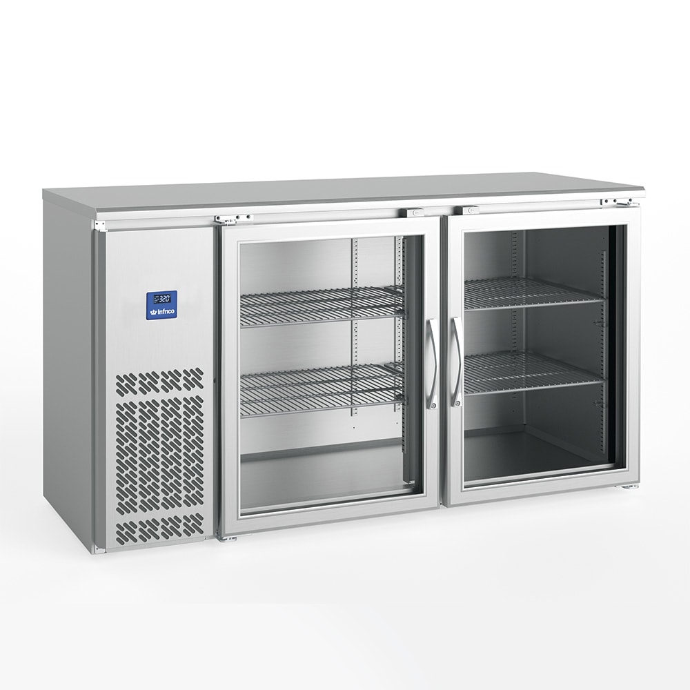 Infrico IMD-ERV60IIGD 60 3/4" Bar Refrigerator - 2 Swinging Glass Doors, Stainless, 115v