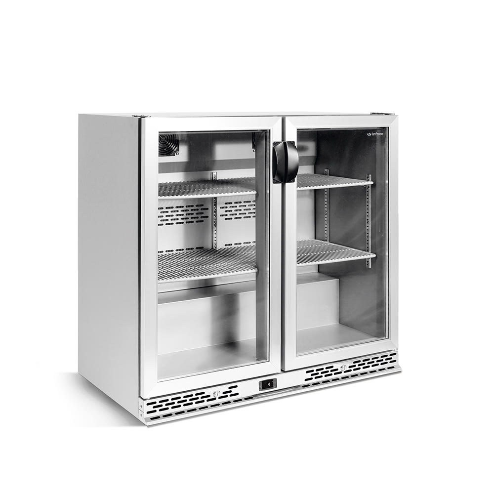 Infrico IMD-ERV25II 35 3/8" Bar Refrigerator - 2 Swinging Glass Doors, Stainless, 115v