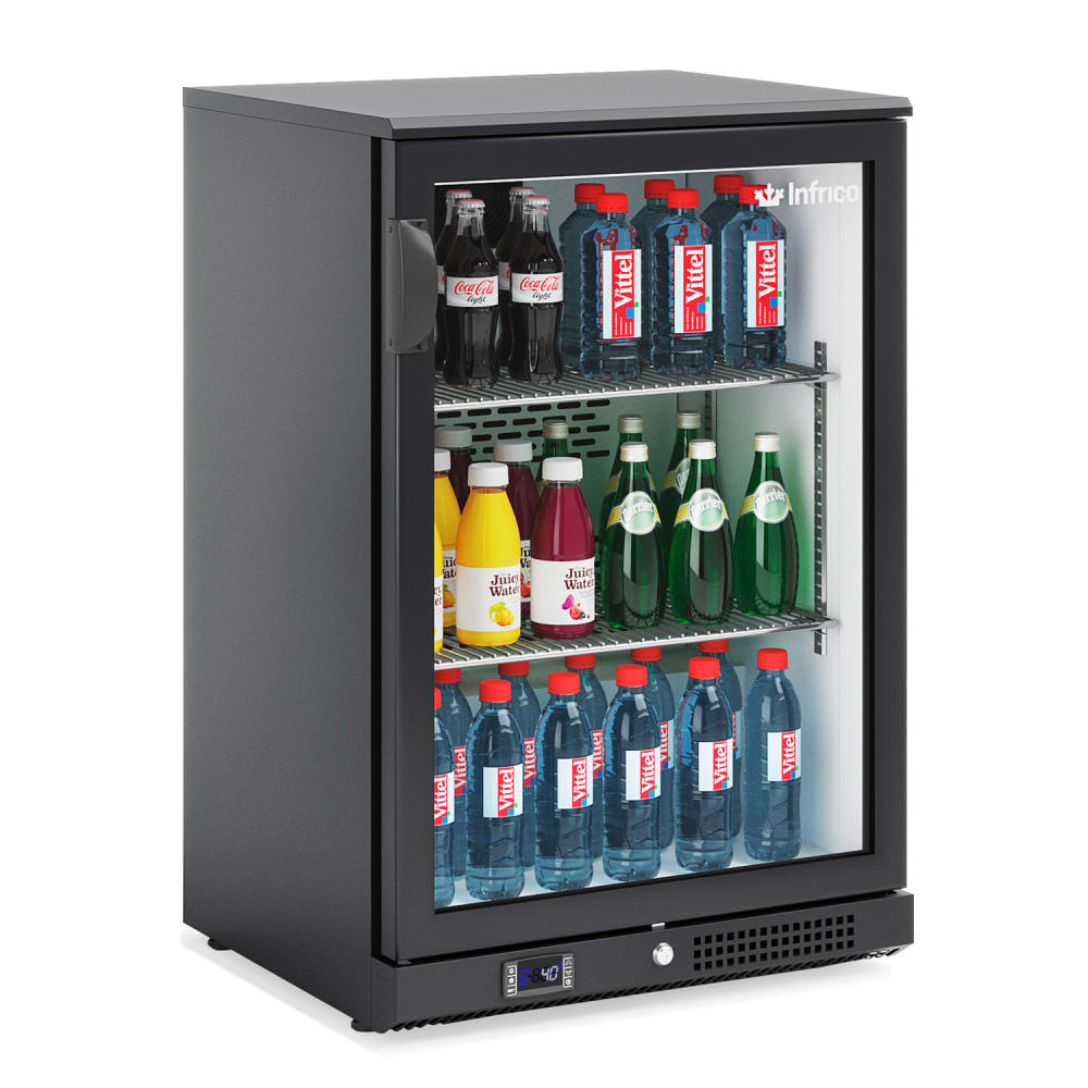 Infrico IMD-ERV15GD 23 5/8" Bar Refrigerator - 1 Swinging Glass Door, Black, 115v