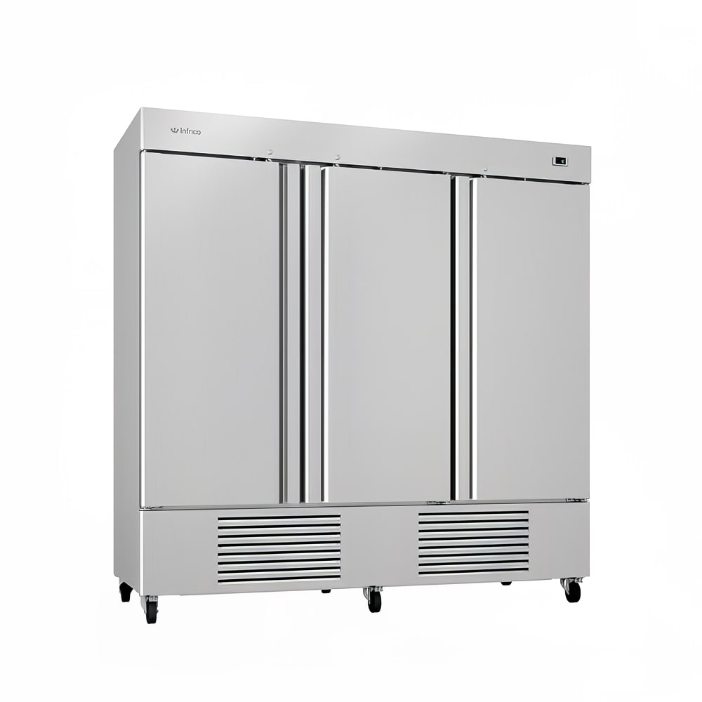 Infrico IRR-AN67BT 82" Three Section Reach In Freezer, (3) Solid Doors, 115v
