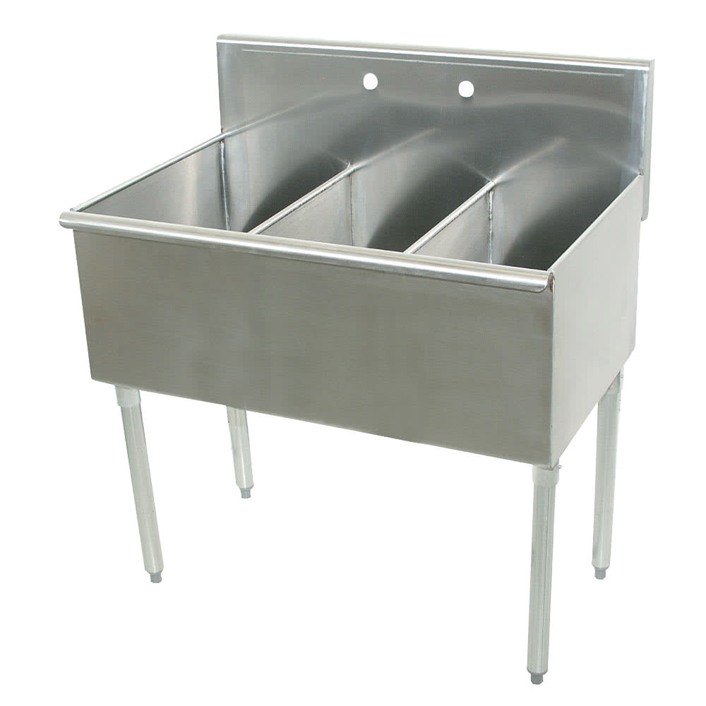 009-43362X 36" 3 Compartment Sink w/ 12"L x 21"W Bowl, 14" Deep